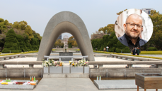 Minnesmerket for ofrene etter bombingen av Hiroshima. Foto: Adobe Stock / frdric. I sirkelen: Einar Tjelle generalsekretær i i Mellomkirkelig råd for Den norske kirke. Foto: Den norske kirke.
