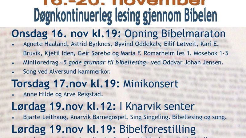 Bibelmaraton i Knarvik kyrkje